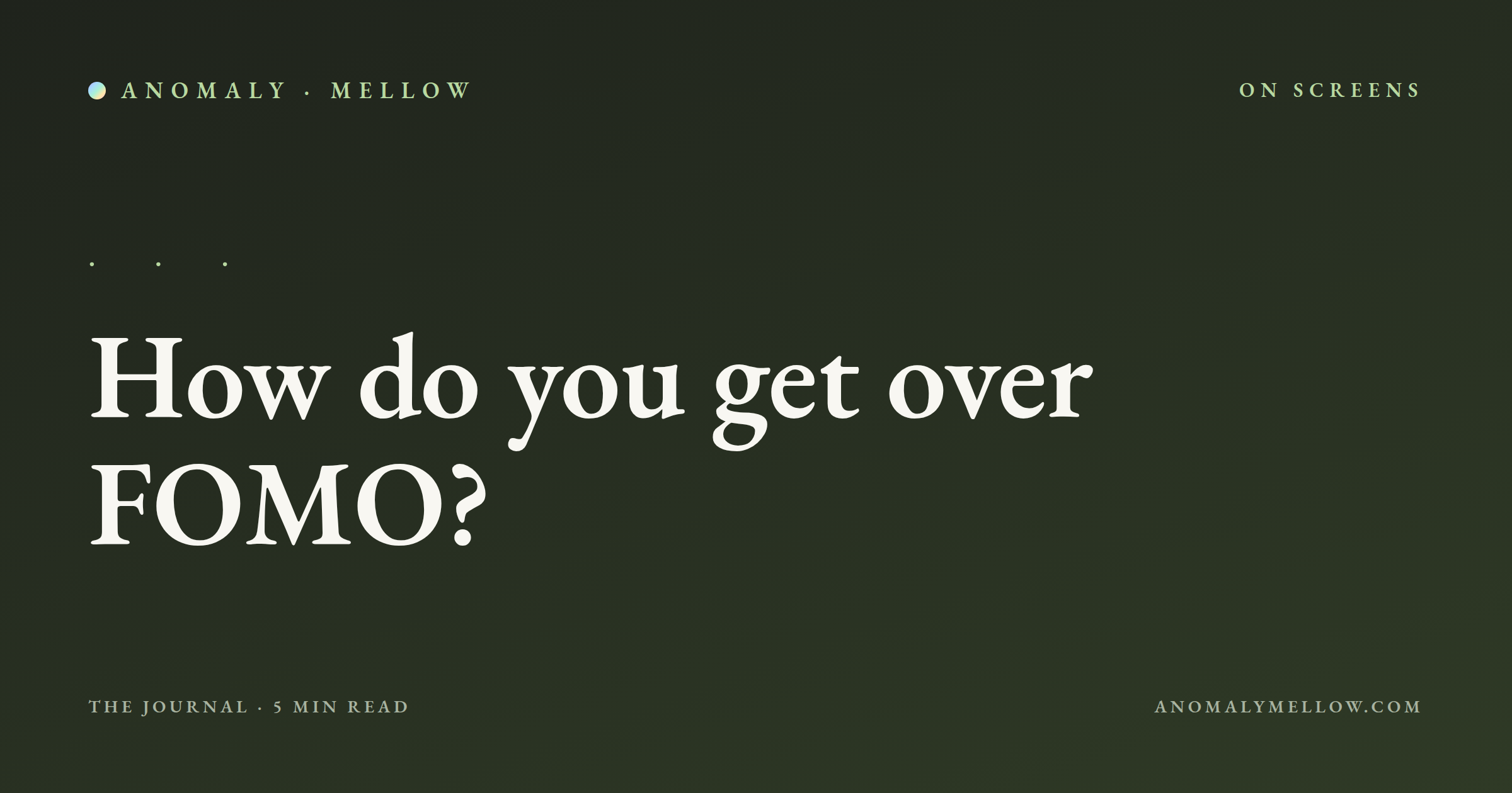 How do you get over FOMO?